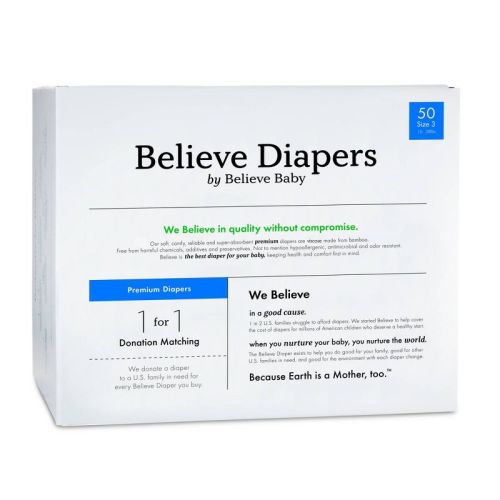 Believe Baby Premium Viscose Made from Bamboo Disposable Diapers - Size 3 - 50ct