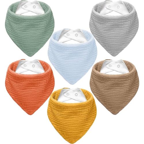 Muslin Baby Bibs,Soft Triangular Baby Bandana Drool Bibs for Baby Boy Girl,Solid Colors Bib for Drooling Teething