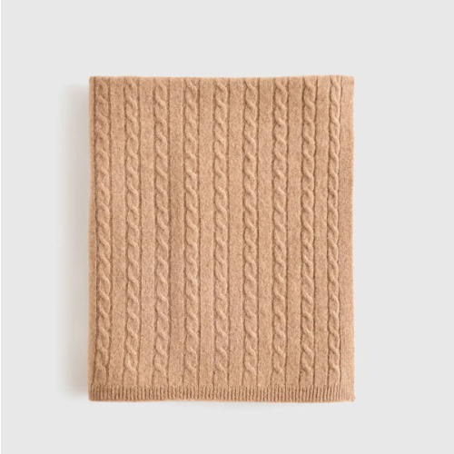 Luxe Cable Knit Cashmere Baby Blanket in Teak
