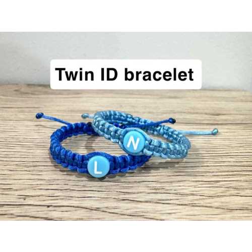 Identical Twins ID Bracelets – Set of 2 Custom initial Bracelets | Personalized Baby Bracelet for Twins | Twin Gift | Safety ID Jewelry