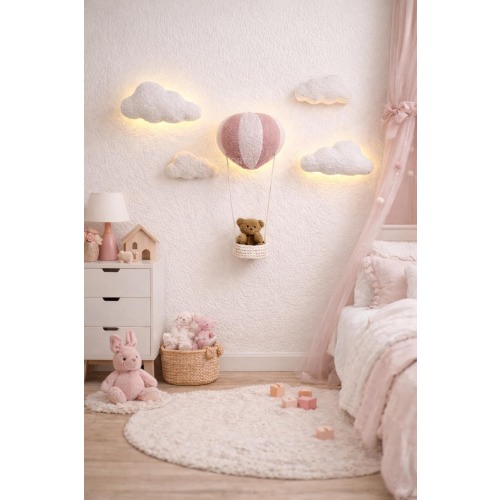Bouclé Air Balloon Lamp: Bear Nursery Wall Decor Large Size