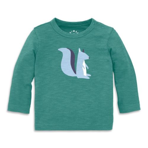 Primary Baby Long Sleeve Squirrel Tee in Sunwashed Teal Squirrel Size 3-6 Months