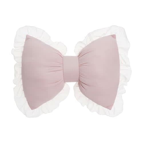 JENPECH Bow Pillow for Couch, Pink Bow Pillow Throw Pillow Ruffle Lace Bow Pillows Decorative, Cute Bow Shaped Pillows for Sofa Couch Bed Living Room Bedroom Pink