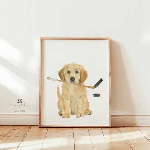 Puppy Sports Nursery Prints, Custom Dog Nursery Art