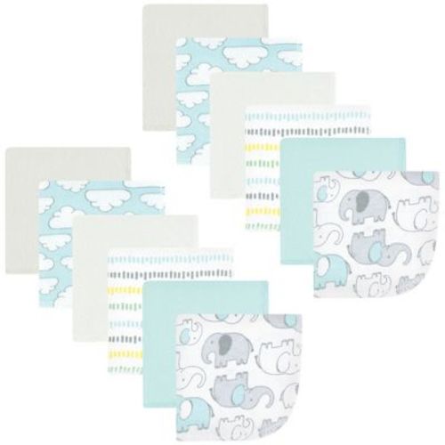 Hudson Baby Flannel Washcloths, Neutral New Elephant 12Pk, One Size