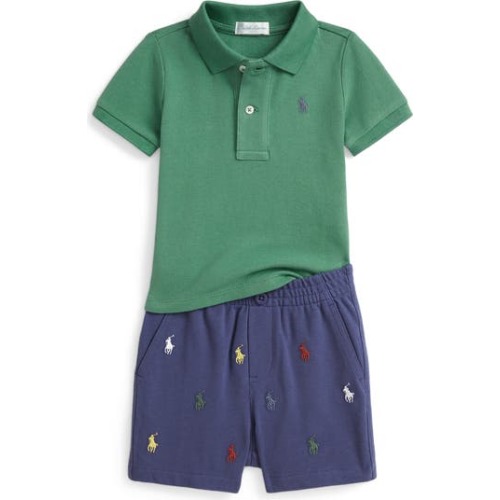 Piqué Cotton Polo & Short Set, 6M