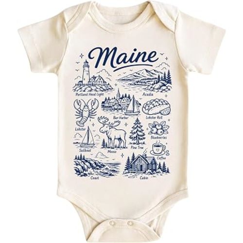 Maine Baby Bodysuit for Boys Girls, Portland Lewiston Bangor Vacation Baby Outfit, Newborn Gifts