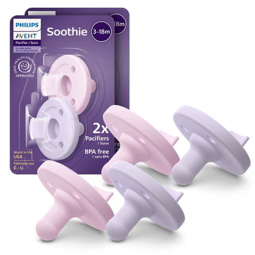 Philips AVENT Soothie Pacifier 3-18 Months Lilac Pastel Pink 4 Pack