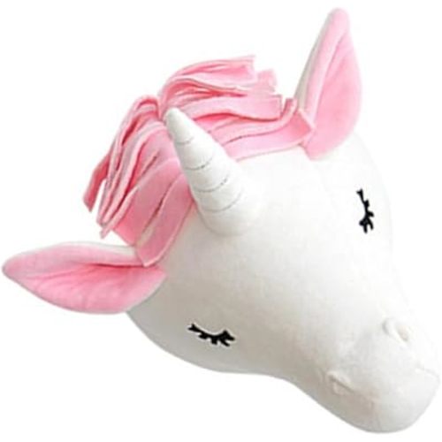 ARTIBETTER 1pc Unicorn Wall Hanging Farmhouse Wall Sculpture Household Pendant Head Mount Unicorn Figurines Lovely Pendant Room Decoration Head Statue Crystal Velvet Child Animal Bracket