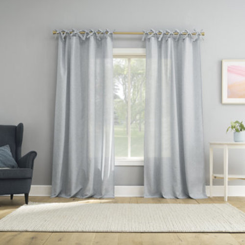 Sun Zero Roxy Generation Slub Texture Tacked Bow Semi-Sheer Tie Top Curtain Panel & Reviews | Wayfair