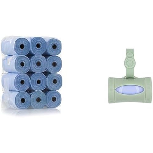 Ubbi On The Go Waste Disposal Bags Refills Value Pack, Lavender Scented, 12 Roll Refills & On-the-Go Diaper Bag Dispenser for Travel, Retractable, Sage Green