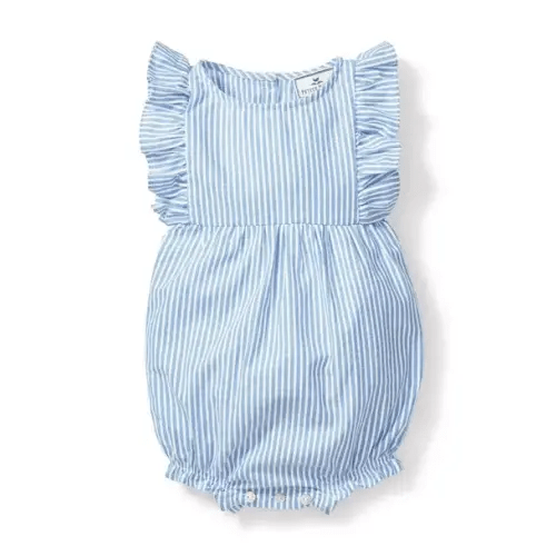 Pajamas Baby's Twill Ruffled Romper in French Blue Seersucker by Janie and Jack