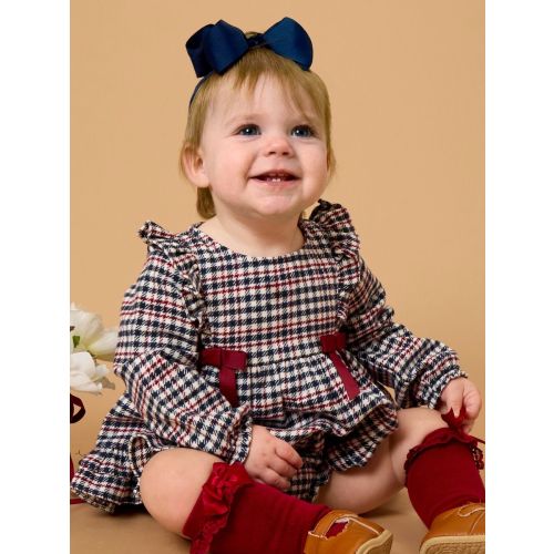 Woven Long Sleeve Waterfall Bow Swing Top & Bloomer Set