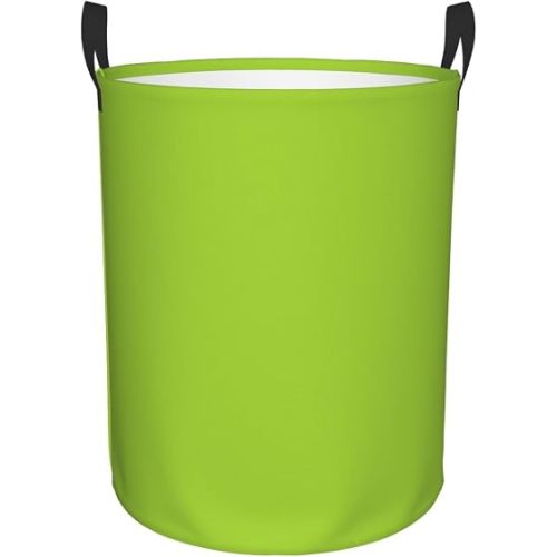 Large Laundry Basket, Green Light Lime Color Collapsible Laundry Hamper Dirty Clothes Washing Bin for College Dorm Storage Essentials 15.7" x 19.6"