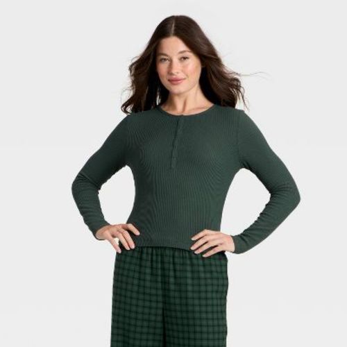 Women's Cozy Ribbed Long Sleeve Henley Pullover - Auden™