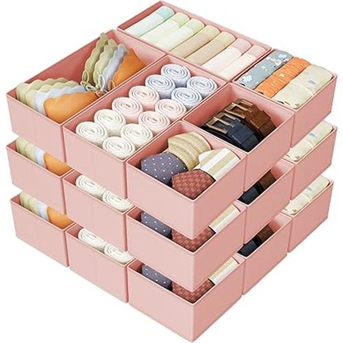 DIMJ Drawer Organizer Clothes Storage - 18 Pack Baby Dresser Organizer for Nursery, Foldable Drawer Dividers for Bedroom Closet Organization, Fabric Storage Bins for Socks, Underwears, Bras