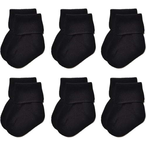 Baby Socks Unisex-Baby Seamless Turn Cuff Socks Cotton Rich Booties Socks 6 Pairs Pack Newborn Infant Toddlers