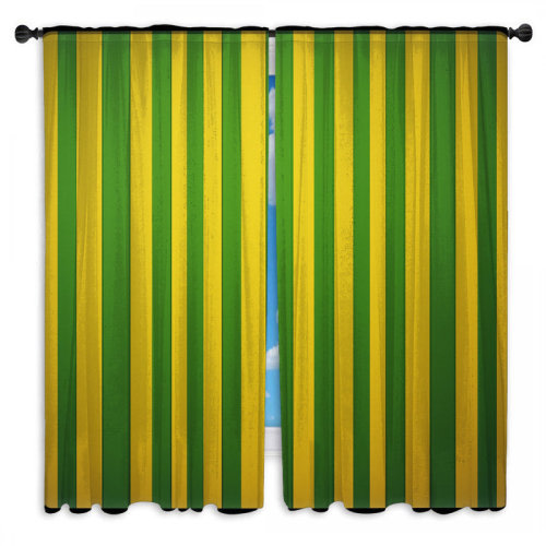 East Urban Home Green Yellow Vertical Stripes Window Curtains Stripes | Wayfair