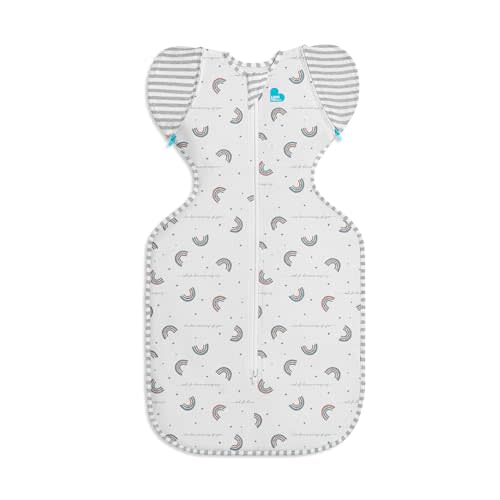Love to Dream Swaddle Up Transition Swaddle, Patented Zip-Off Wings, Gently Help Baby Transition from Being Swaddled to Arms Free When Showing Signs of Rolling, 1.0 TOG, 13-19 lbs, Rainbow Dream