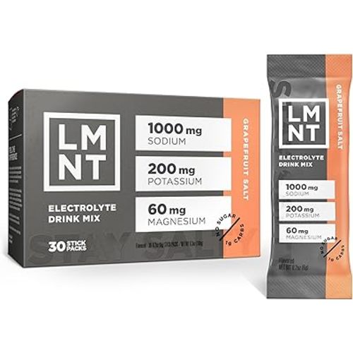 LMNT Zero Sugar Electrolytes - Grapefruit Salt | Drink Mix | 30 Count