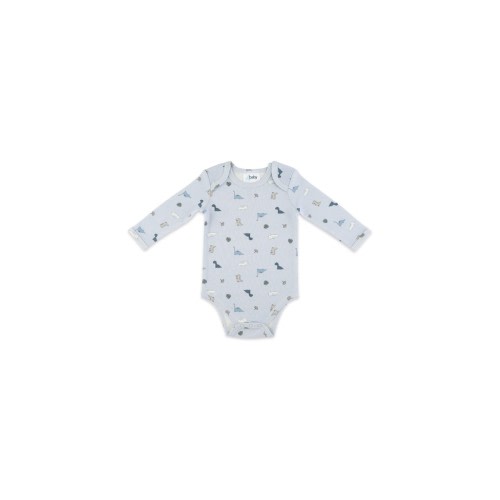 4baby Long Sleeve Bodysuit Dino Blue | Baby Bunting AU