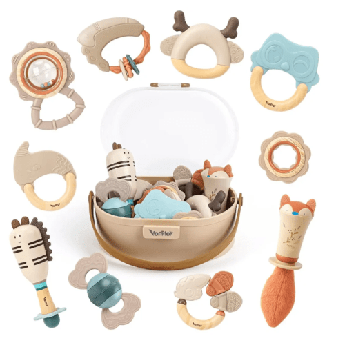 Baby Rattles Teething Toys with Soft Textures