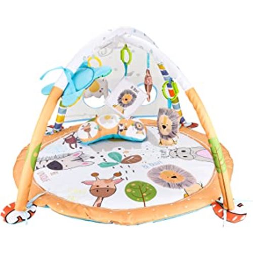 Baby Gym Play Mat Baby Animals Activity Gym for Sensory and Motor Skill Development, Language Discovery, Thicker and Non Slip Baby Play Gym Mat for Babies and Toddlers