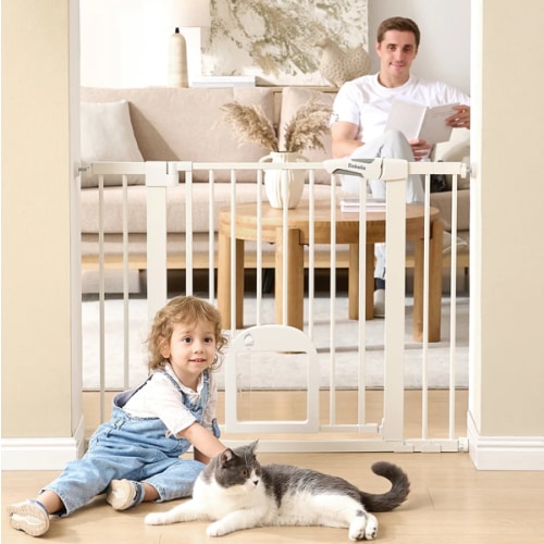 Babelio Baby Gate with Adjustable Acrylic Pet Door