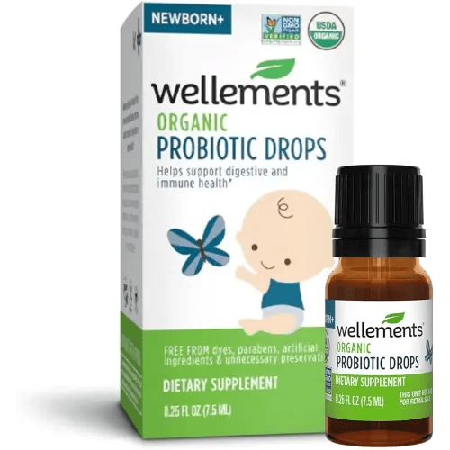 Wellements Organic Baby Probiotic Drops | Digestive and Immune Support for Infants and Toddlers | Essential Support for Baby Gut Health | USDA Organic | Preservative Free | 0.25 Fl Oz | Newborn+