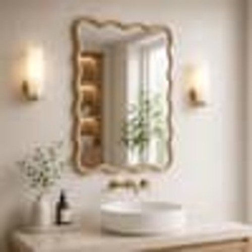 Ximuprmy 20 in. W x 30 in. H Rectangular Framed Wall Bathroom Vanity Mirror, Rounded‑Corner, Tempered Glass YXC-30NW20-B