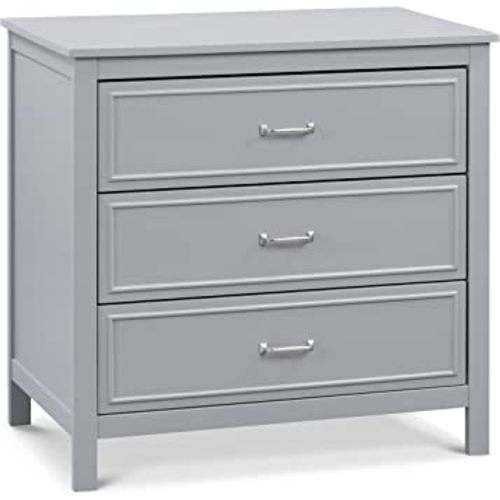 Davinci Charlie 3 Drawer Dresser - GREENGUARD Gold Certified Small Dresser with Drawers Chest for Nursery - Bedside Nightstand - Wooden Cabinet for Bedroom, Living Room, Closet - Easy Assembly, Grey