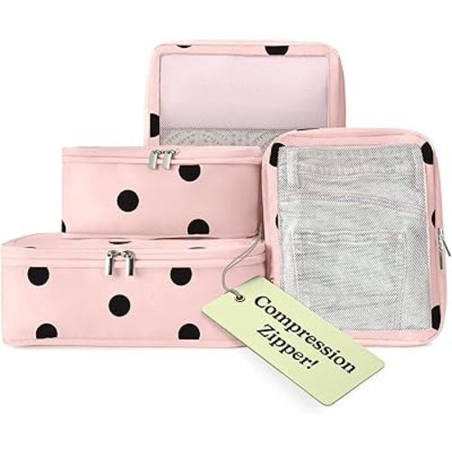 VANDEL Space-Saving Compression Packing Cubes for Kids + Women, Compressible Carry On Suit Case Organizer Luggage Kids Packing Cubes for Baby Bag Organizer Pouches for Luggage, Treavel Suitcase Cube