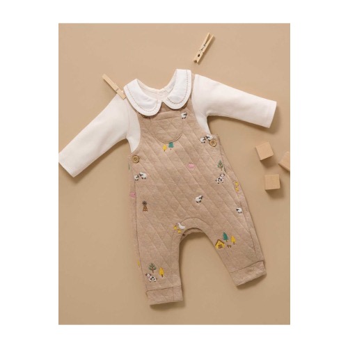 Quilted Overall and Bodysuit Set
