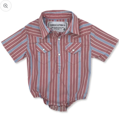 Vintage Blue and Red Stripe Short Sleeve Pearl Snap Onesie – Cowkid Clothing Company