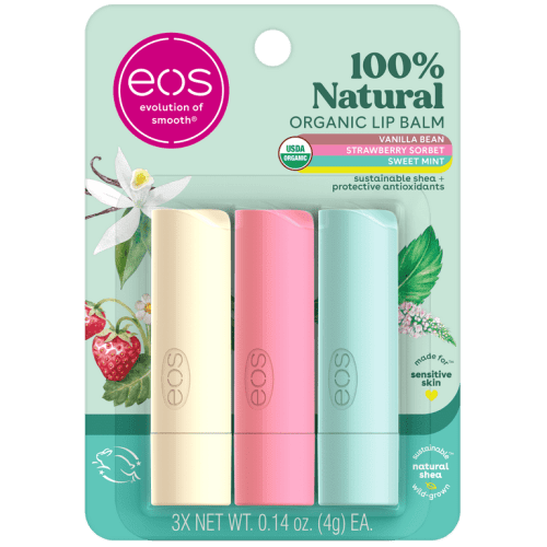 EOS 100% Natural Organic 3 pack lip balm sticks