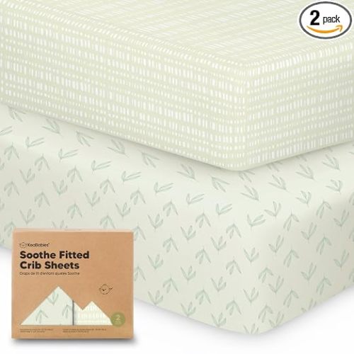 KeaBabies 2-pk Organic Cotton Crib Sheets for Boys Girls 52x28 (Fleur) | Fitted Crib Mattress Sheet Neutral, Breathable Cover for Baby Bed Set, Toddler Mattress, Soft & Cute Prints
