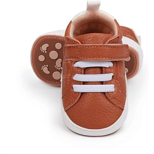 SOFMUO Baby Boys Girls High Top Ankle PU Leather Sneakers Soft Rubber Sole Infant Moccasins Newborn Oxford Loafers Anti-Slip Toddler Wedding Uniform Dress Shoes