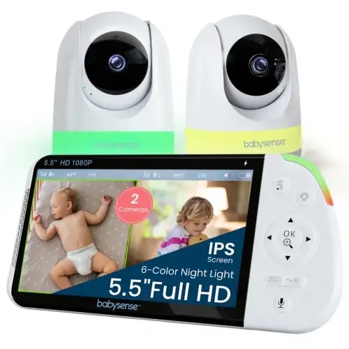 Babysense MaxView PRO: Video Baby Monitor with 2 Cameras, Non Wifi, Sp