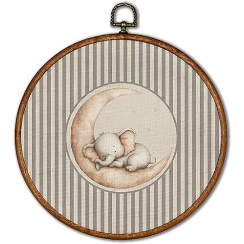 KSDUT Vintage Elephant Wall Art Decor - Retro Sports Trendy Wall Art Canvas Frame Hanging Prints, Nursery Sports Gallery Round Artwork Decor for Home Kids Boys Room Decorations 10"x10"