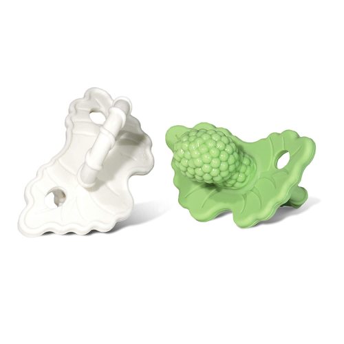 RaZbaby RaZberry Teether 3m+ (2 Pack) - Soft Silicone, BPA Free, Easy-to-Hold - Green/White