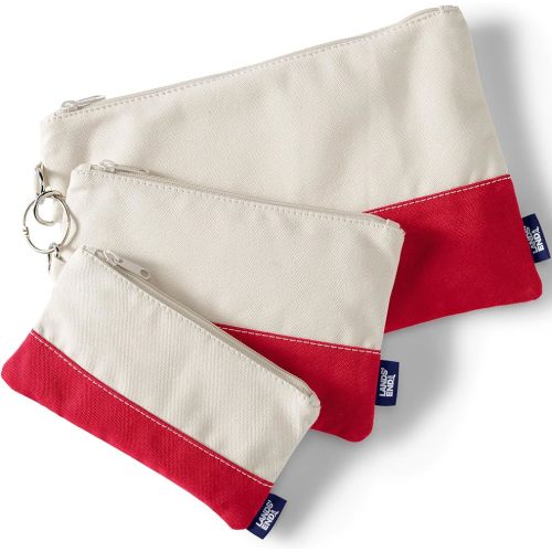 Lands' End Zip Canvas Pouch 3PK Natural/heritage Red One Size