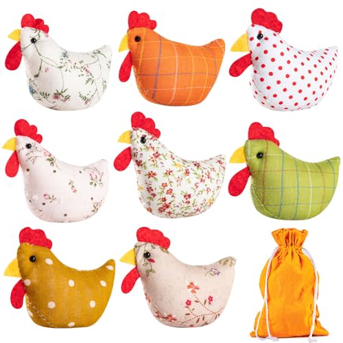 8PCS Chicken Bean Bags Toss for Kids, Nylon Cornhole Bean Bags for Tossing with 1 Carry Bag, Hen Bean Bags for Cornhole Toss Game Set, Party Favor, Carnival Game, Outdoor Toys Supplies
