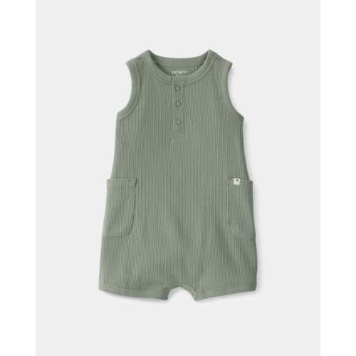 Baby Boy Waffle-Knit Sleeveless Romper - Green | Carter's