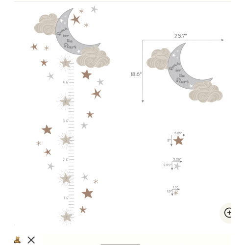 Celestial Moon & Stars Toddler/Kids Growth Chart Wall Decal/Sticker – Lambs & Ivy