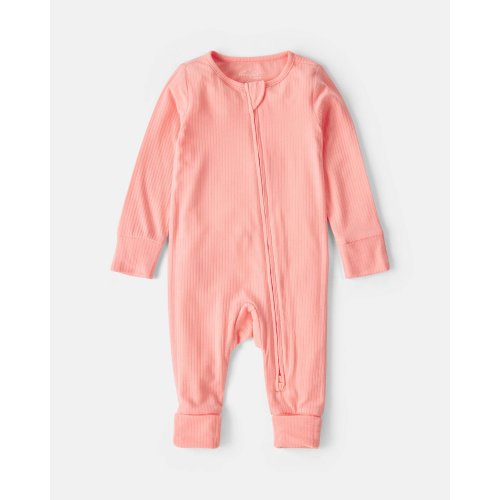 Baby Girl PurelySoft™ Snug Fit Sleep & Play Pajamas - Coral | Carter's