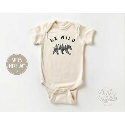 Be Wild Baby Onesie® - Adventure Bear Bodysuit - Cute Natural Baby Onesie®