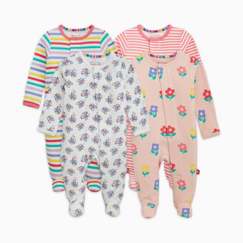 Cloudstretch Magnetic 4-Pack Footie - Pink Multi