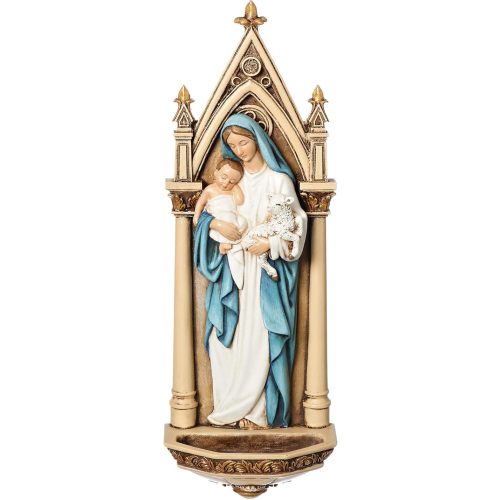 Joseph's Studio by Roman - Madonna and Child Holy Water Font, Renaissance Collection, 7.75" H, Resin and Stone, Religious Gift, Decoration, Collection, Durable, Long Lasting