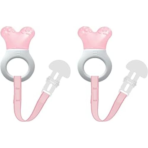 MAM Baby Toys, Teething Toys, Mini Cooler Teether with Clip, Girl, 2+ Months, 2 Count
