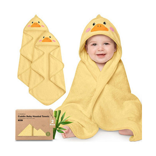 Cuddle Baby Hooded Towel, 2-Pack Baby Bath Towel for Newborn, Large Hooded Baby Towels with Hood, Soft Absorbent